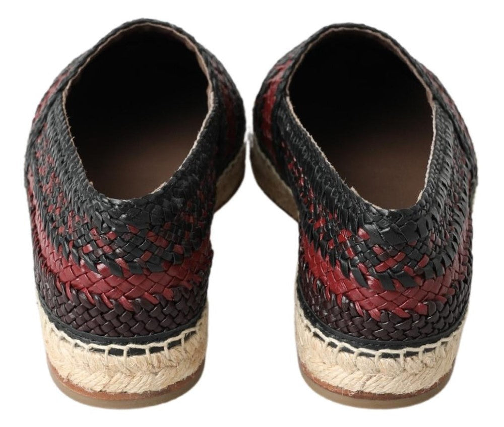 Men’s Dolce & Gabbana Black Bordeaux Buffalo Leather Espadrille Shoes