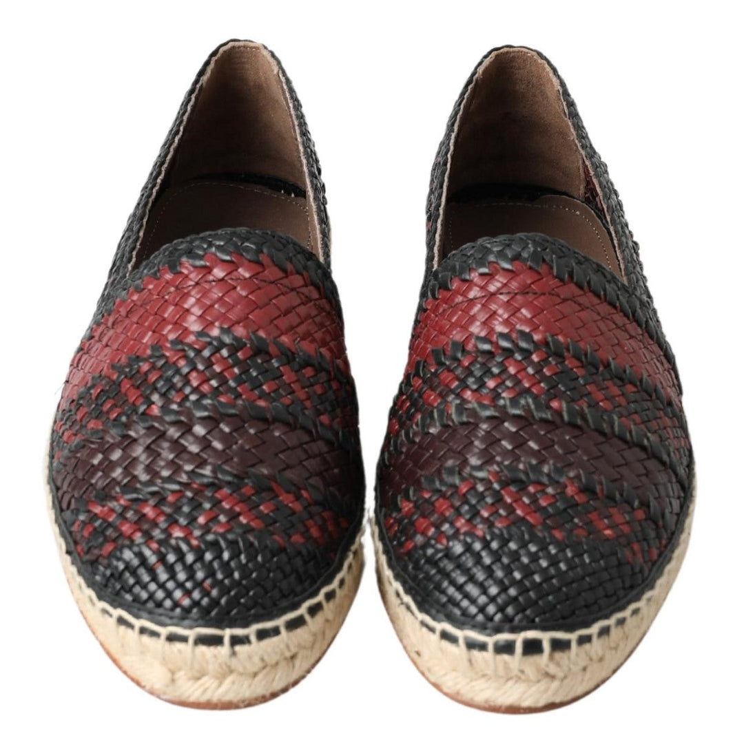 Men’s Dolce & Gabbana Black Bordeaux Buffalo Leather Espadrille Shoes