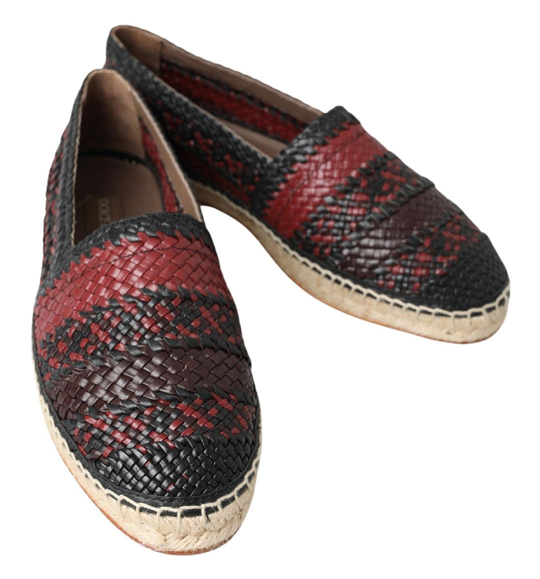 Men’s Dolce &amp; Gabbana Black Bordeaux Buffalo Leather Espadrille Shoes