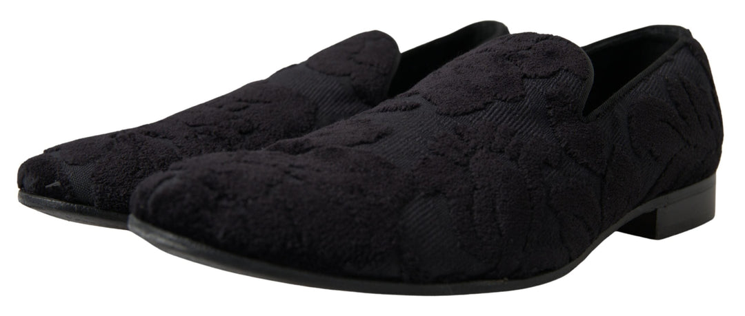 Men’s Dolce &amp; Gabbana Black Brocade Loafers Formal Shoes