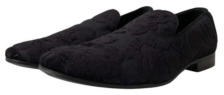 Men’s Dolce &amp; Gabbana Black Brocade Loafers Formal Shoes