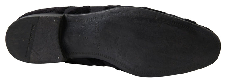 Men’s Dolce &amp; Gabbana Black Brocade Loafers Formal Shoes
