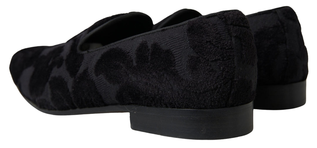 Men’s Dolce & Gabbana Black Brocade Loafers Formal Shoes