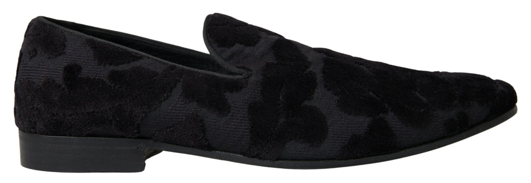 Men’s Dolce &amp; Gabbana Black Brocade Loafers Formal Shoes