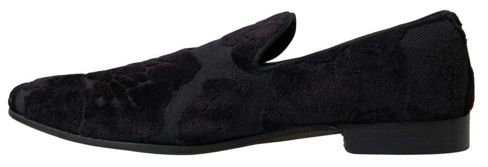 Men’s Dolce & Gabbana Black Brocade Loafers Formal Shoes