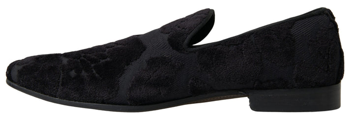 Men’s Dolce &amp; Gabbana Black Brocade Loafers Formal Shoes