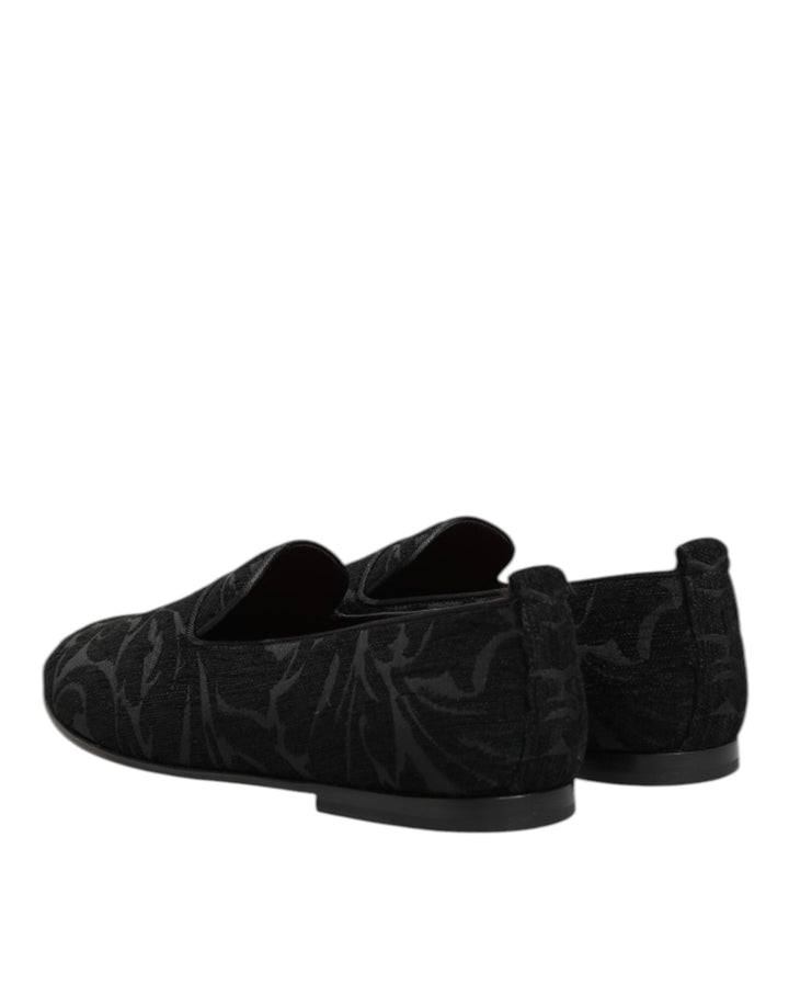 Men’s Dolce &amp; Gabbana Black Brocade Loafers Slip on Men Dress Shoes
