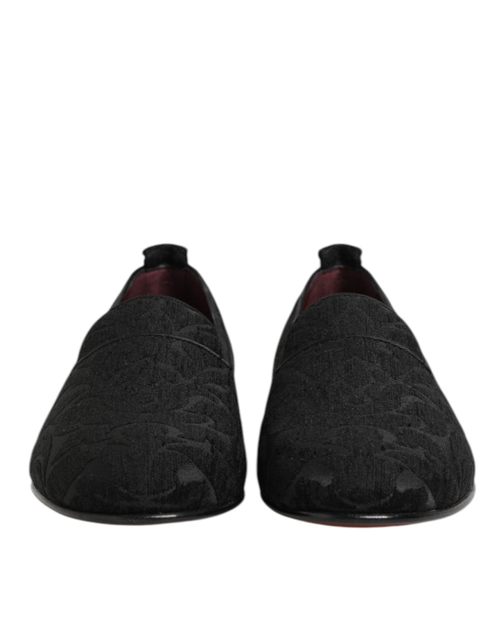 Men’s Dolce &amp; Gabbana Black Brocade Loafers Slip on Men Dress Shoes
