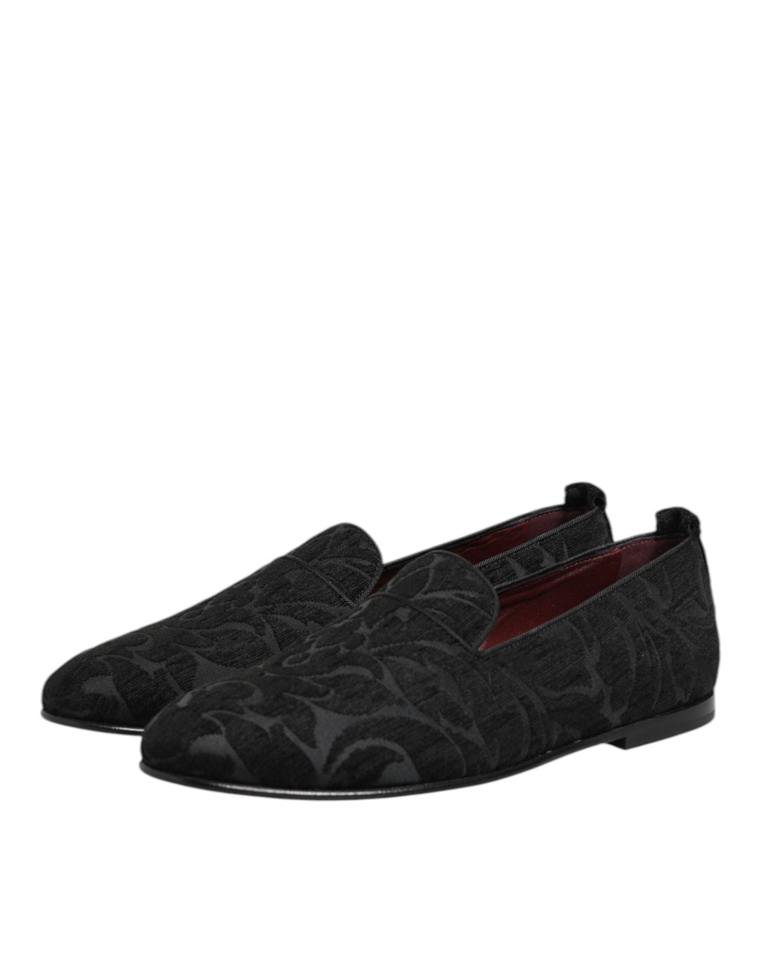 Men’s Dolce &amp; Gabbana Black Brocade Loafers Slip on Men Dress Shoes