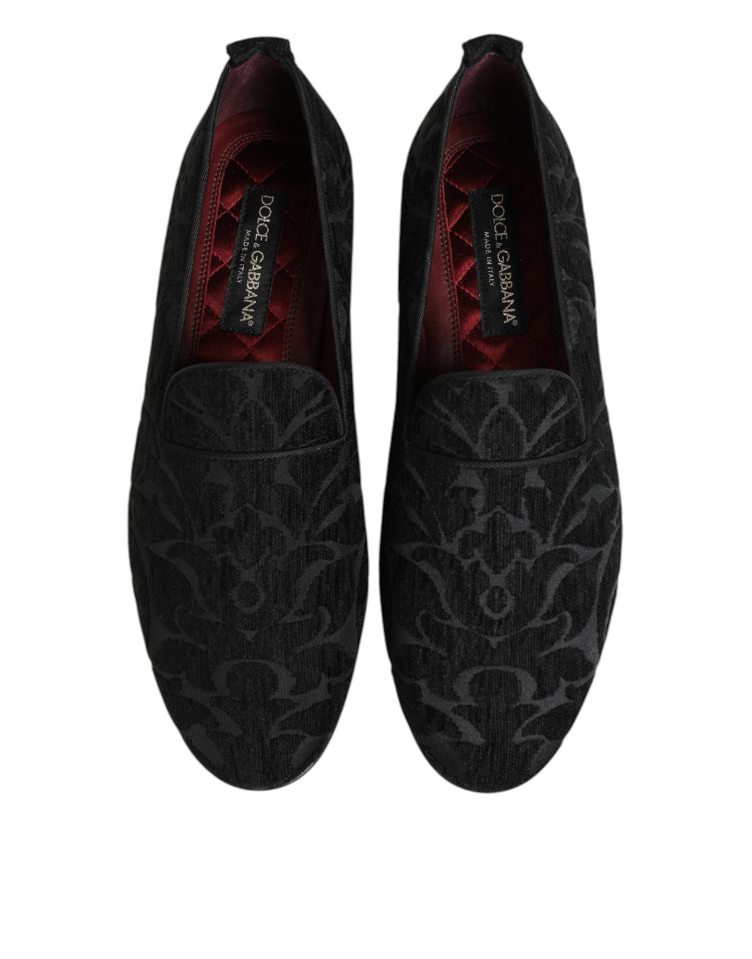 Men’s Dolce &amp; Gabbana Black Brocade Loafers Slip on Men Dress Shoes