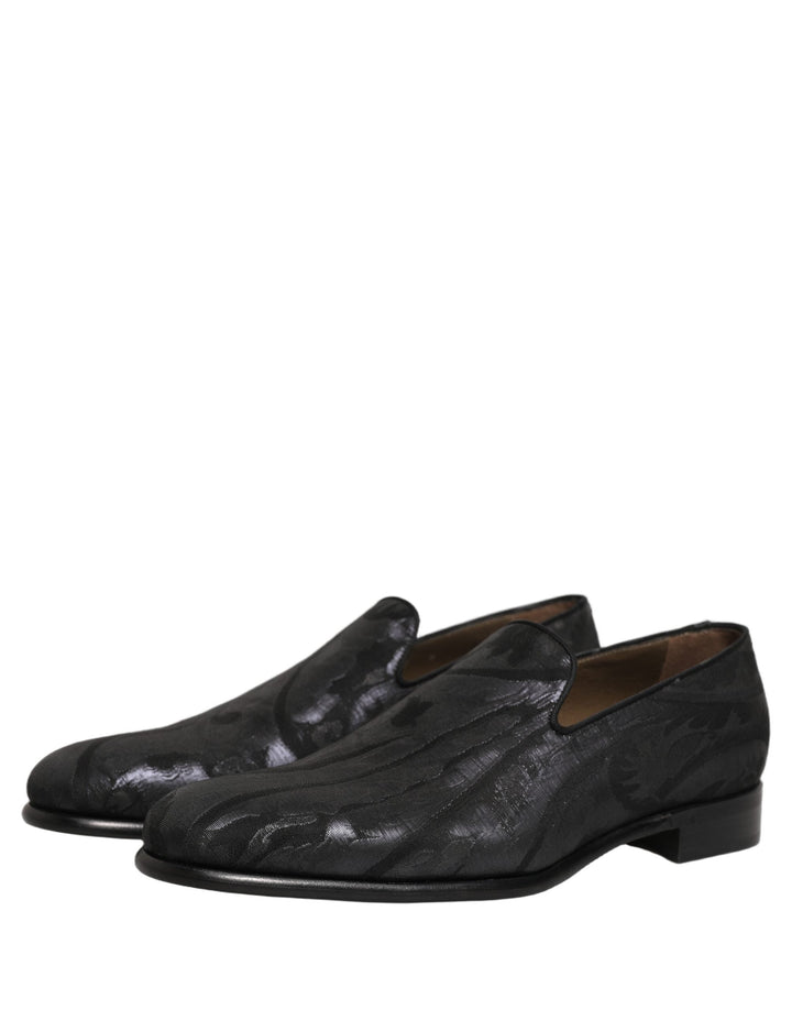 Men’s Dolce &amp; Gabbana Black Brocade Men Slip on Dress Loafers Shoes