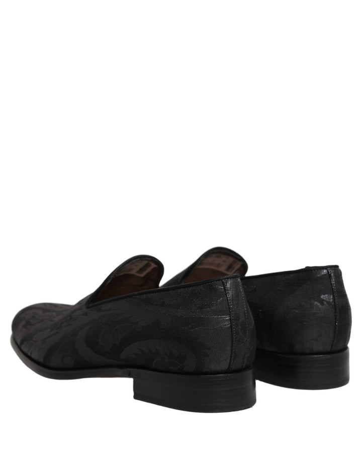 Men’s Dolce &amp; Gabbana Black Brocade Men Slip on Dress Loafers Shoes
