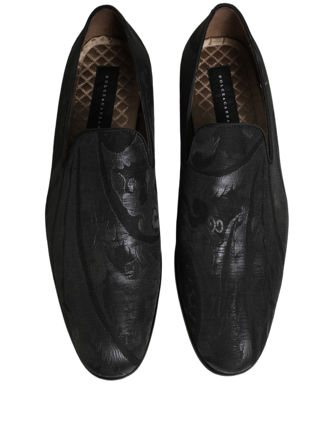 Men’s Dolce &amp; Gabbana Black Brocade Men Slip on Dress Loafers Shoes