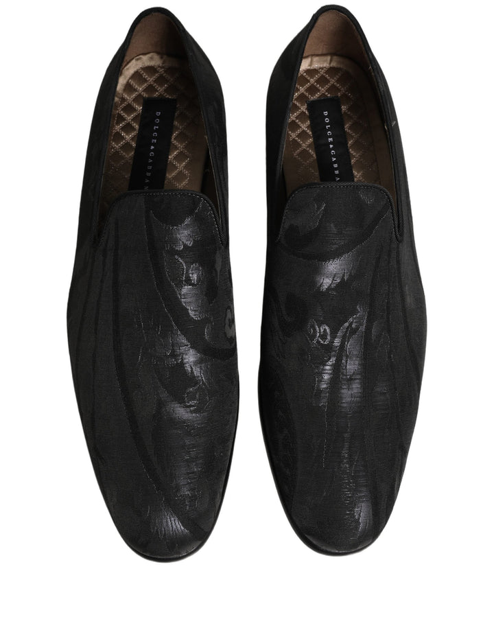 Men’s Dolce &amp; Gabbana Black Brocade Men Slip on Dress Loafers Shoes