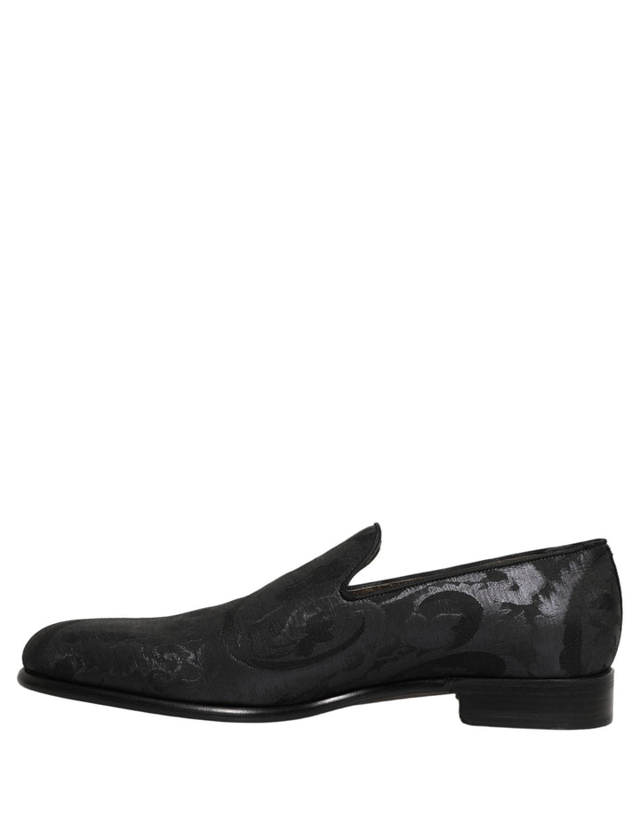 Men’s Dolce &amp; Gabbana Black Brocade Men Slip on Dress Loafers Shoes