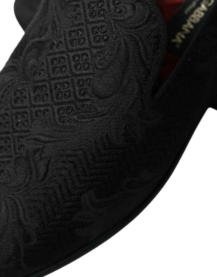 Men’s Dolce &amp; Gabbana Black Brocade Men Slip on Loafer Dress Shoes