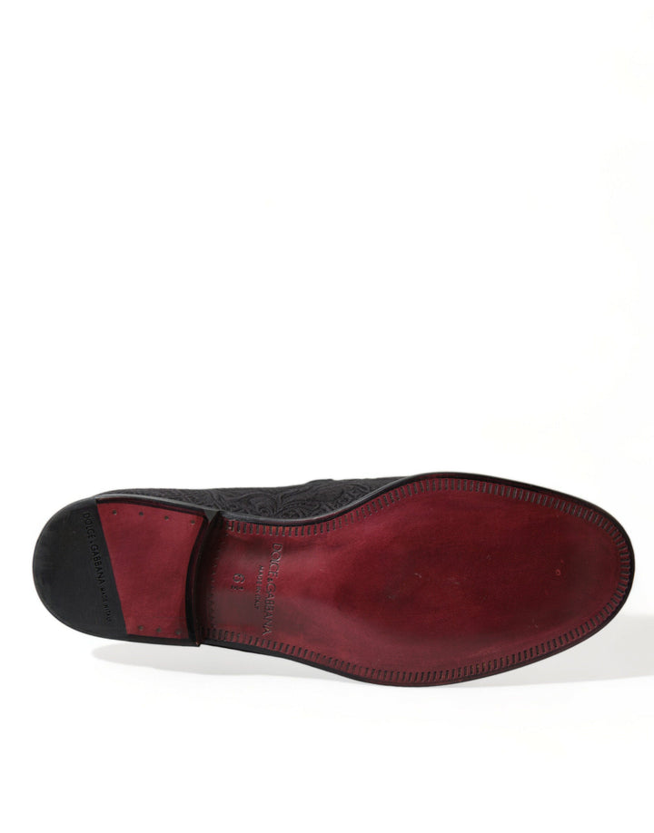 Men’s Dolce &amp; Gabbana Black Brocade Men Slip on Loafer Dress Shoes