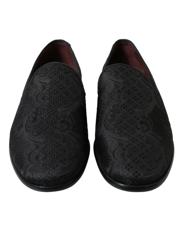 Men’s Dolce &amp; Gabbana Black Brocade Men Slip on Loafer Dress Shoes