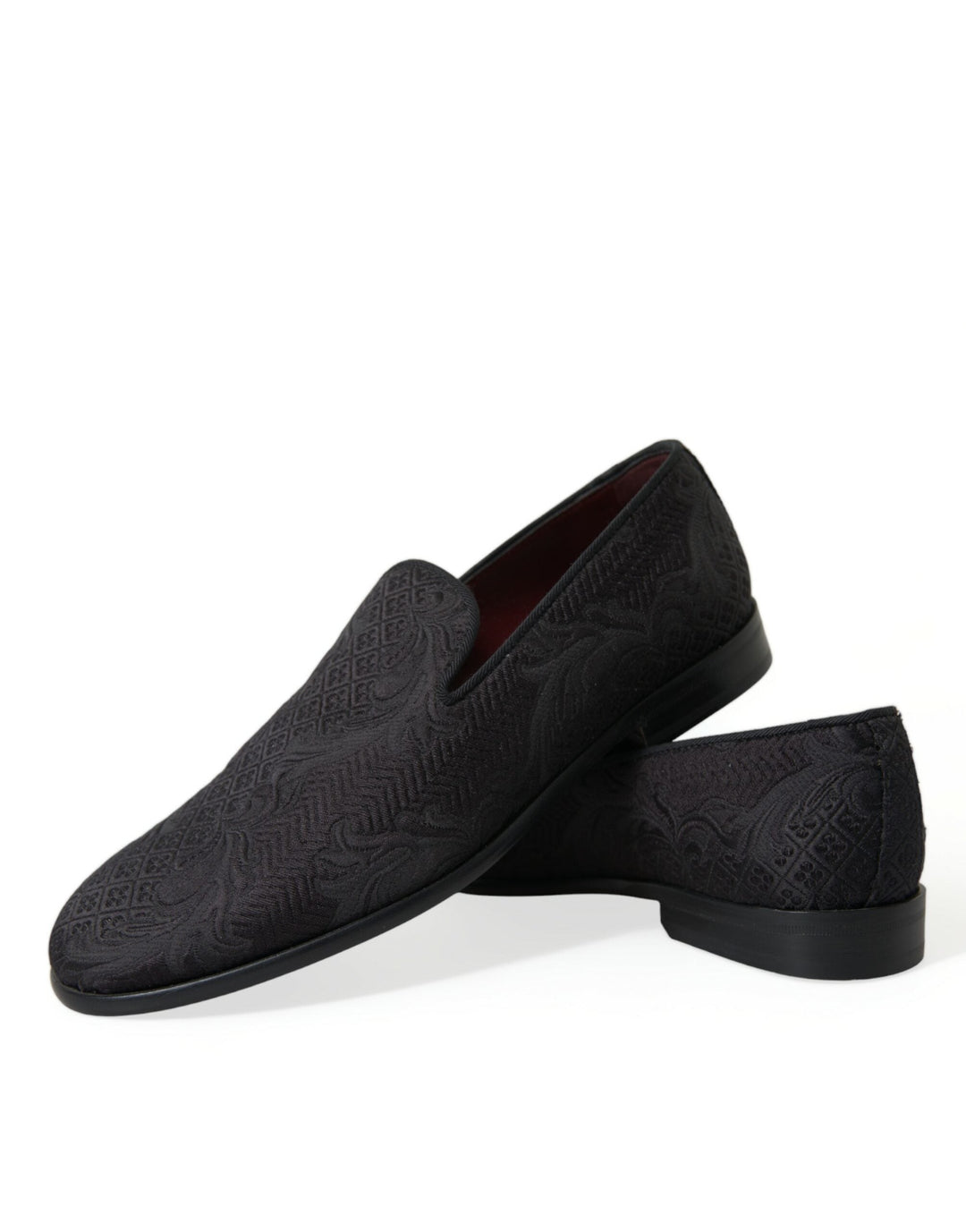 Men’s Dolce &amp; Gabbana Black Brocade Men Slip on Loafer Dress Shoes