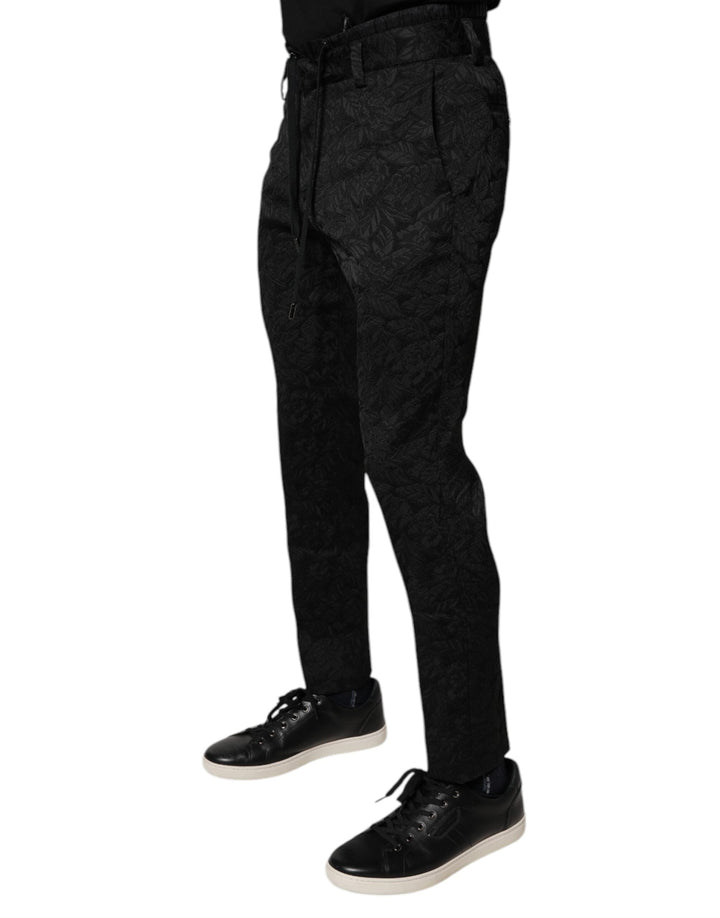 Men’s Dolce &amp; Gabbana Black Brocade Polyester Skinny Dress Pants
