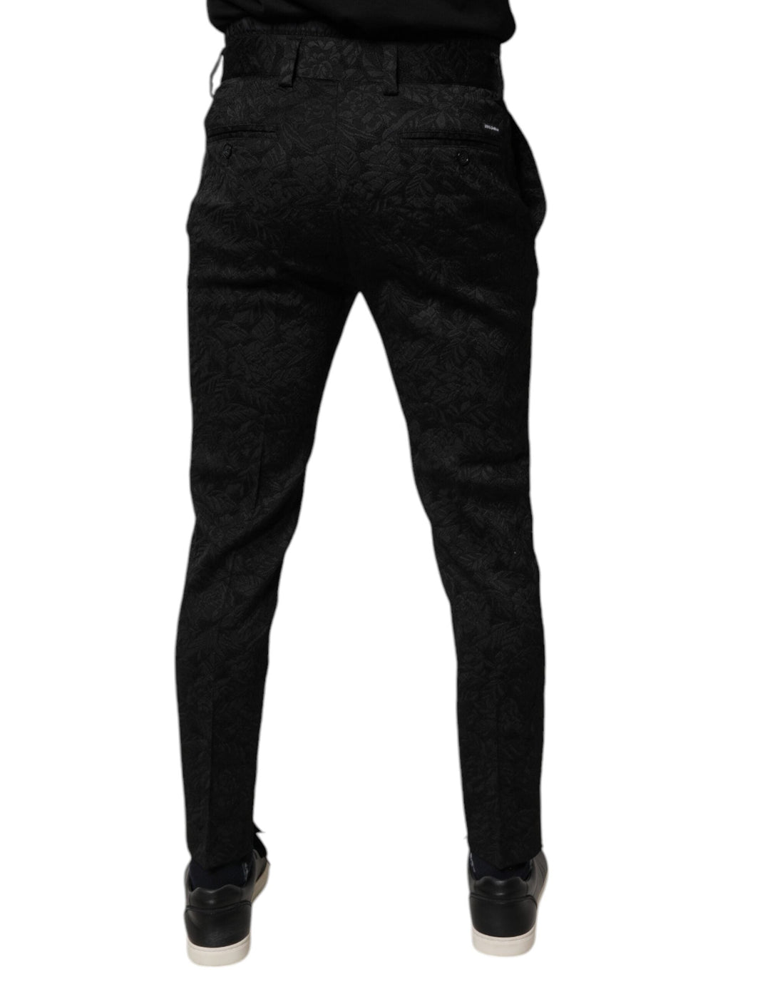 Men’s Dolce &amp; Gabbana Black Brocade Polyester Skinny Dress Pants