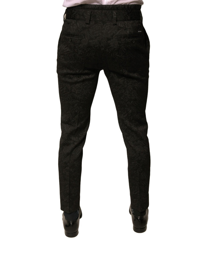 Men’s Dolce &amp; Gabbana Black Brocade Polyester Skinny Men Dress Pants