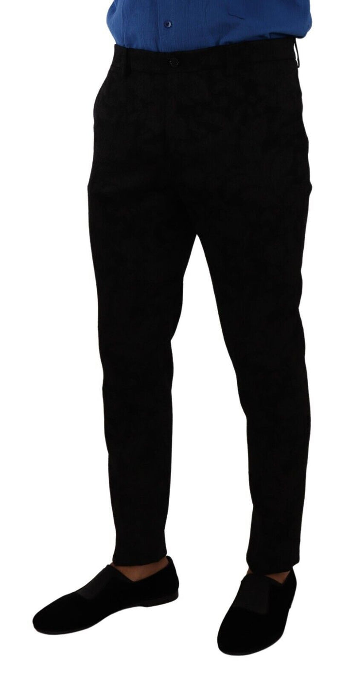 Men’s Dolce &amp; Gabbana Black Brocade Skinny Formal Trouser Dress Pants