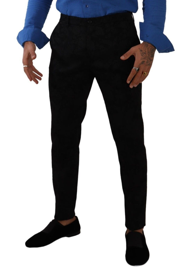 Men’s Dolce &amp; Gabbana Black Brocade Skinny Formal Trouser Dress Pants