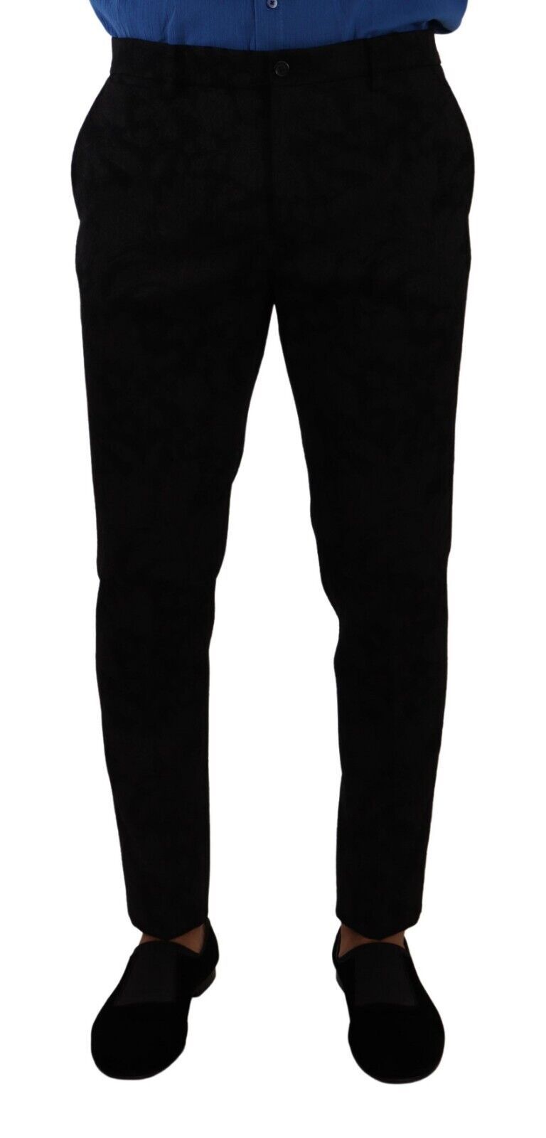 Men’s Dolce &amp; Gabbana Black Brocade Skinny Formal Trouser Dress Pants