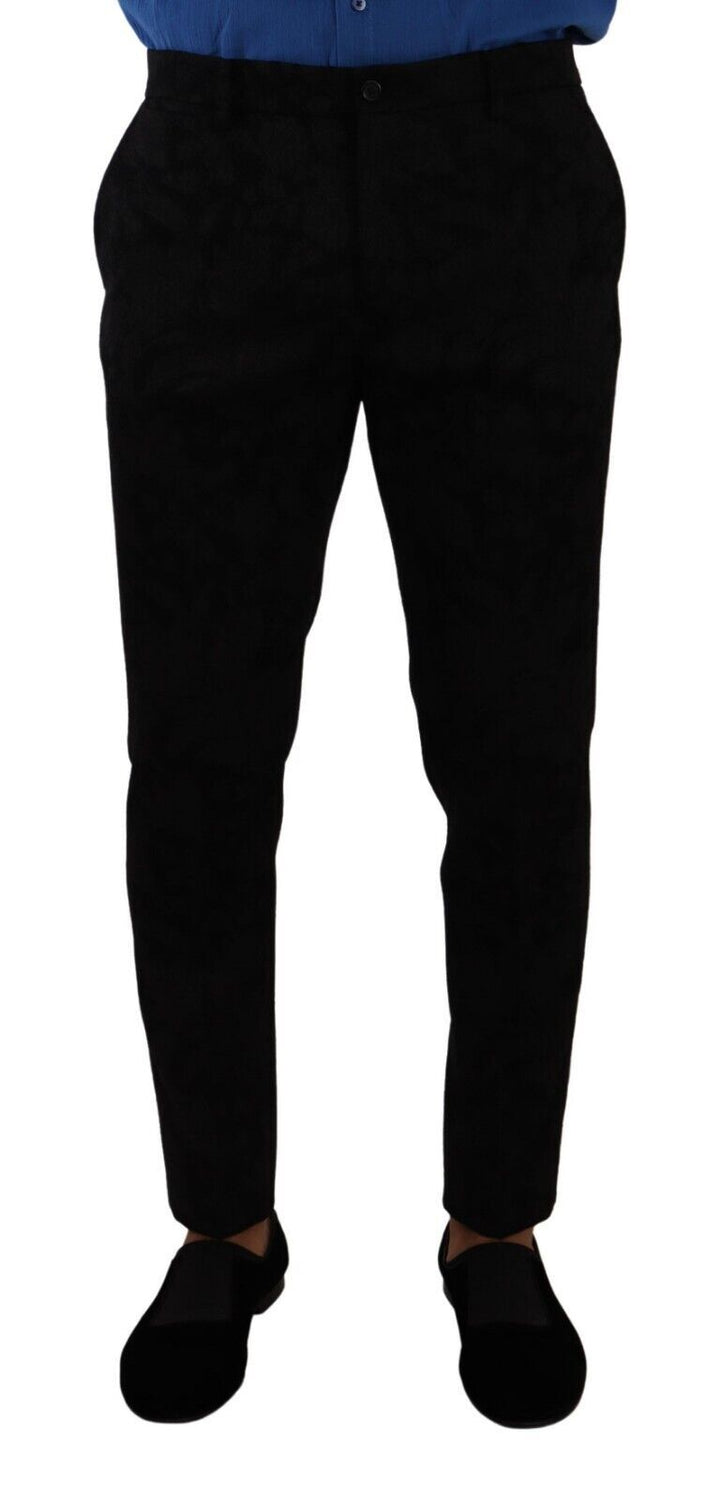 Men’s Dolce &amp; Gabbana Black Brocade Skinny Formal Trouser Dress Pants
