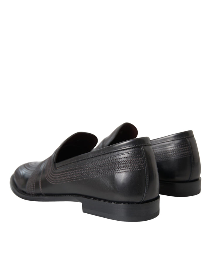 Men’s Dolce &amp; Gabbana Black Brown Leather Loafer Men Dress Shoes