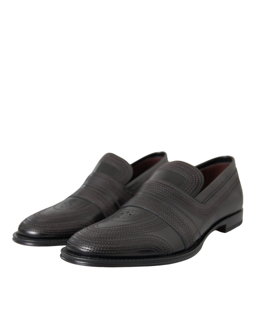 Men’s Dolce &amp; Gabbana Black Brown Leather Loafer Men Dress Shoes