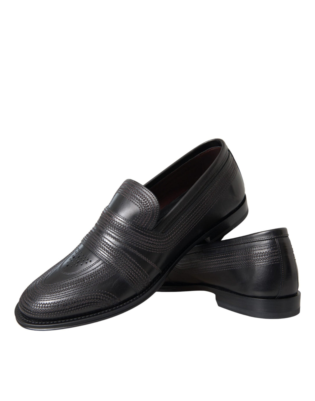 Men’s Dolce &amp; Gabbana Black Brown Leather Loafer Men Dress Shoes