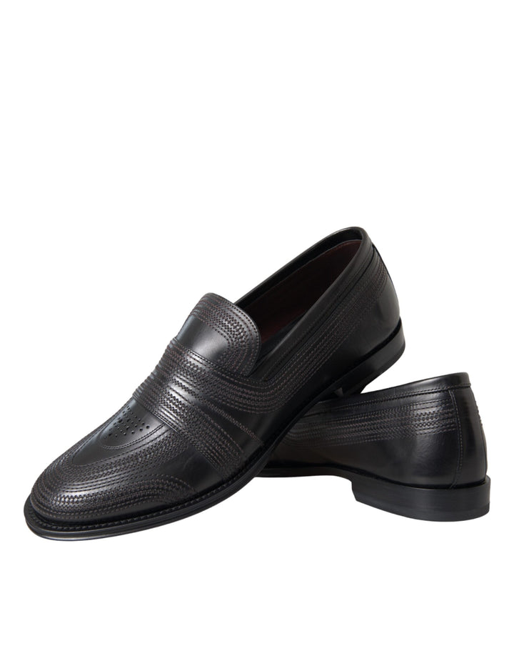 Men’s Dolce &amp; Gabbana Black Brown Leather Loafer Men Dress Shoes