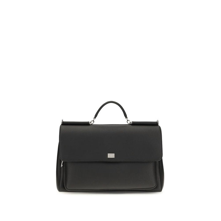 Men’s Dolce &amp; Gabbana Black Calf Leather Bos Taurus Handbag