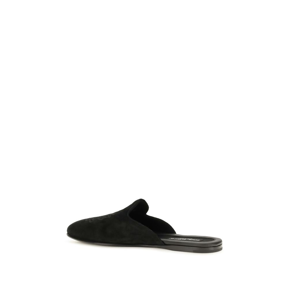 Men’s Dolce &amp; Gabbana Black Calf Leather Bos Taurus Mules