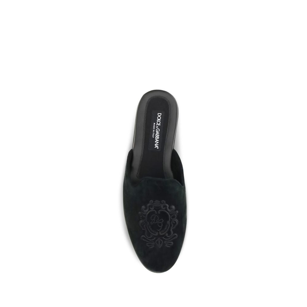 Men’s Dolce &amp; Gabbana Black Calf Leather Bos Taurus Mules