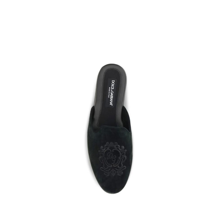 Men’s Dolce &amp; Gabbana Black Calf Leather Bos Taurus Mules