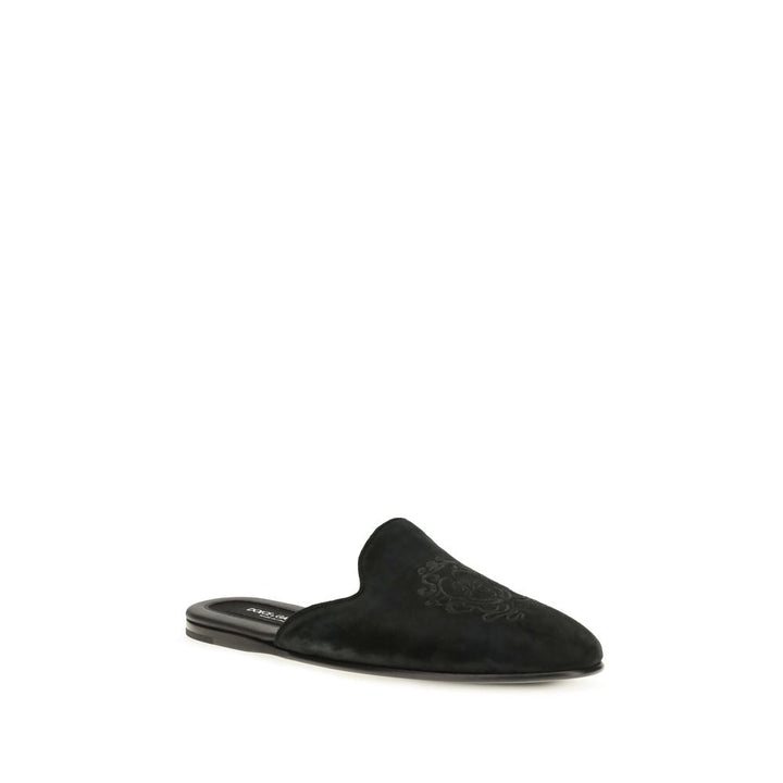 Men’s Dolce &amp; Gabbana Black Calf Leather Bos Taurus Mules