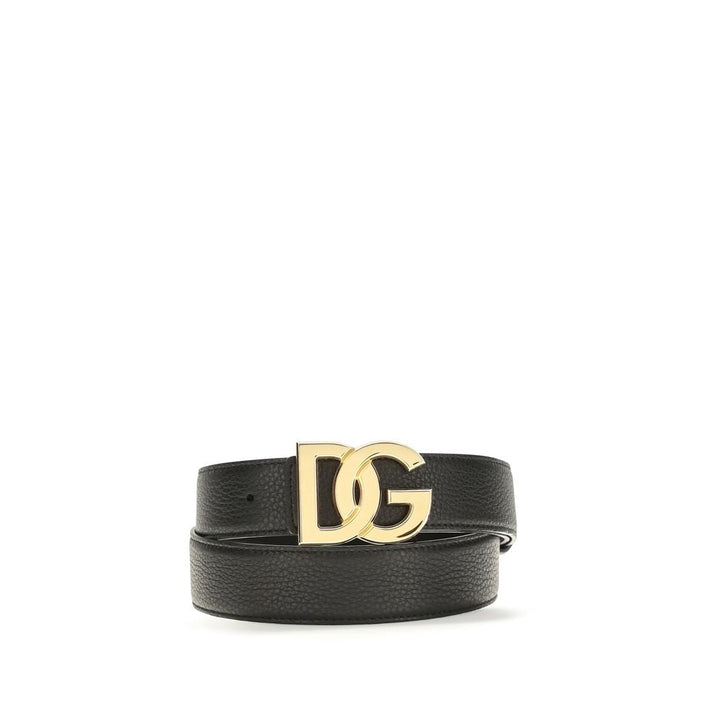 Dolce &amp; Gabbana Black Calf Leather Bos Taurus Regular Belt