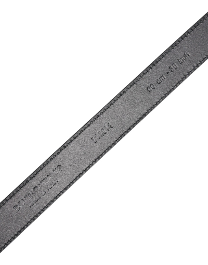 Dolce &amp; Gabbana Black Calf Leather Classic Metal Buckle Belt