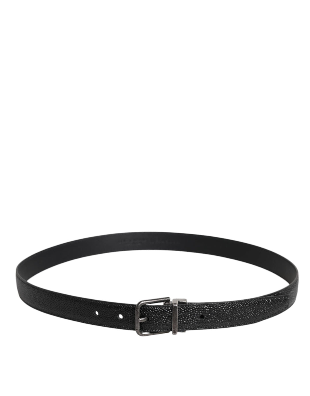 Dolce &amp; Gabbana Black Calf Leather Classic Metal Buckle Belt