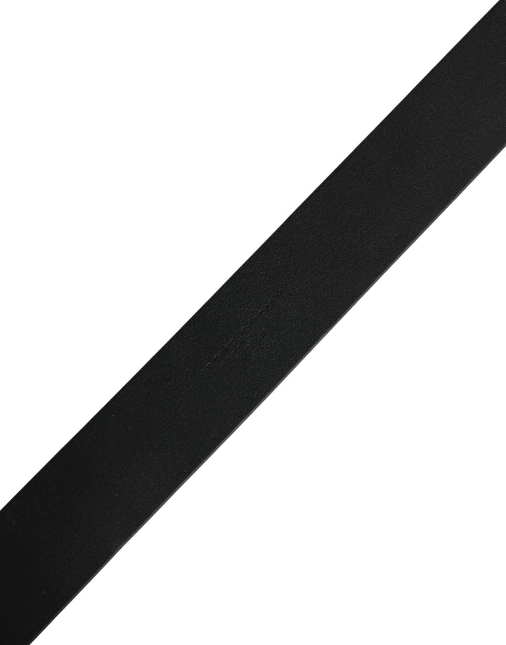 Dolce &amp; Gabbana Black Calf Leather Gold Metal Buckle Belt