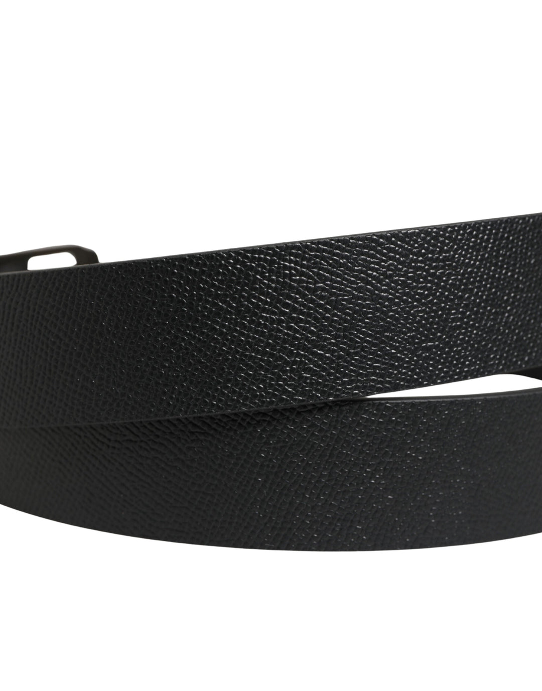 Dolce &amp; Gabbana Black Calf Leather Gold Metal Buckle Belt