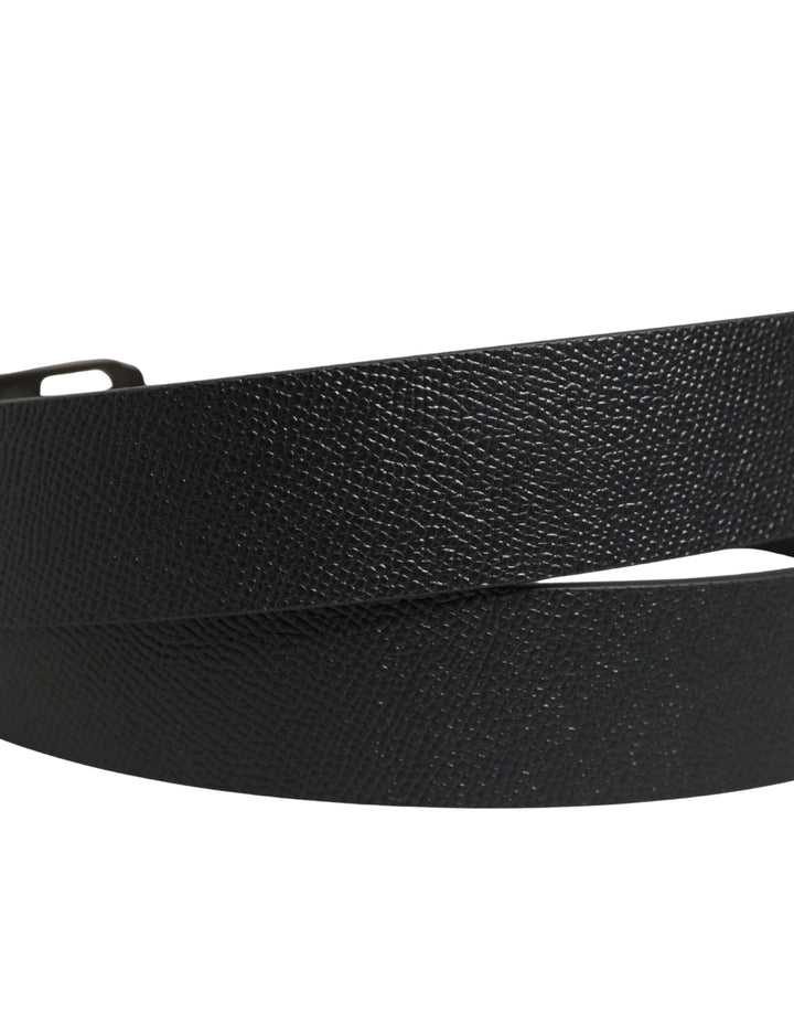 Dolce &amp; Gabbana Black Calf Leather Gold Metal Buckle Belt