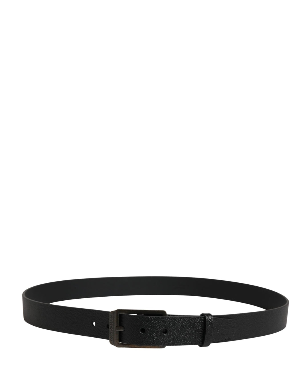 Dolce &amp; Gabbana Black Calf Leather Gold Metal Buckle Belt