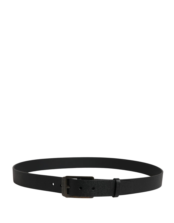Dolce &amp; Gabbana Black Calf Leather Gold Metal Buckle Belt