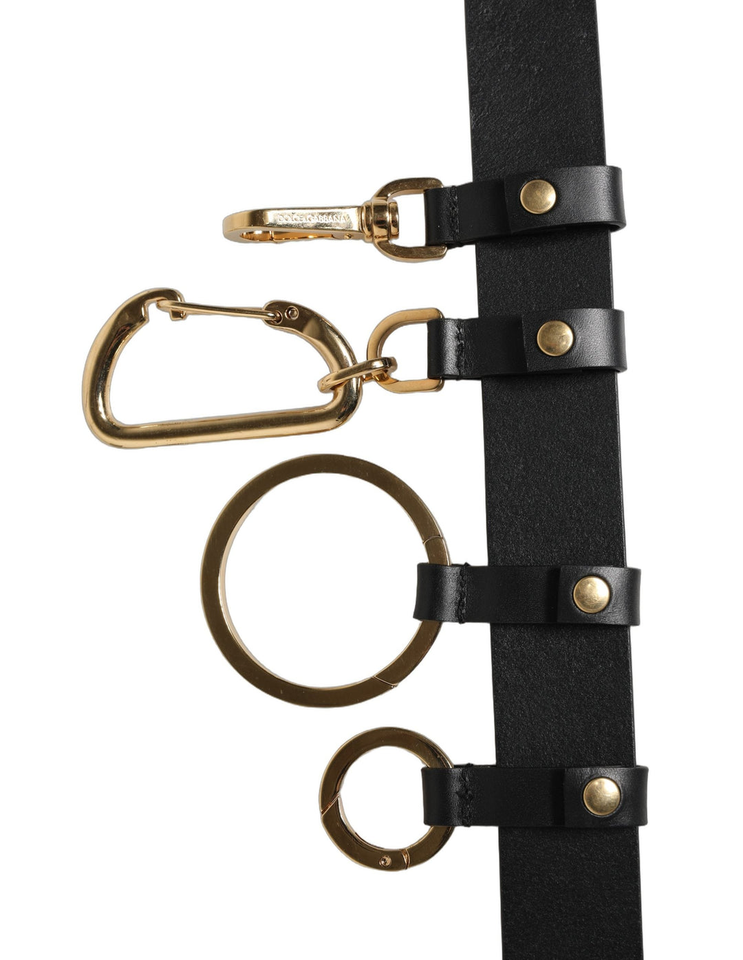 Dolce &amp; Gabbana Black Calf Leather Gold Metal Buckle Men Belt