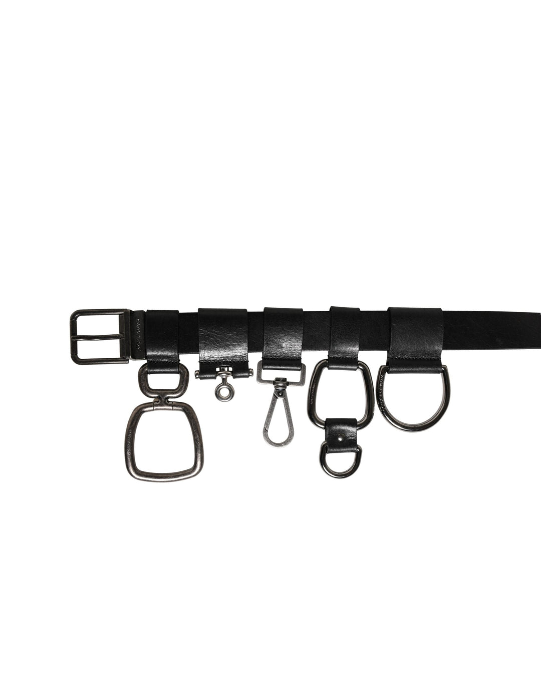 Dolce &amp; Gabbana Black Calf Leather Silver Metal Buckle Belt