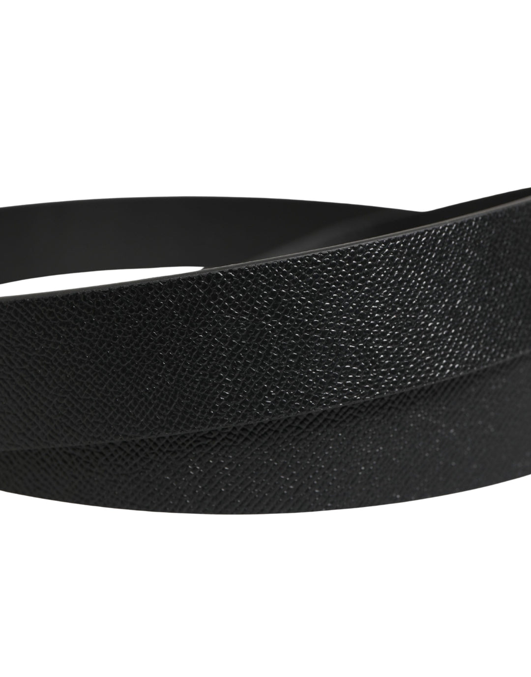 Dolce &amp; Gabbana Black Calf Leather Silver Metal Buckle Belt